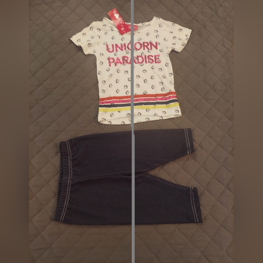 Unicorn Paradise Kids Capri Set - White and Black